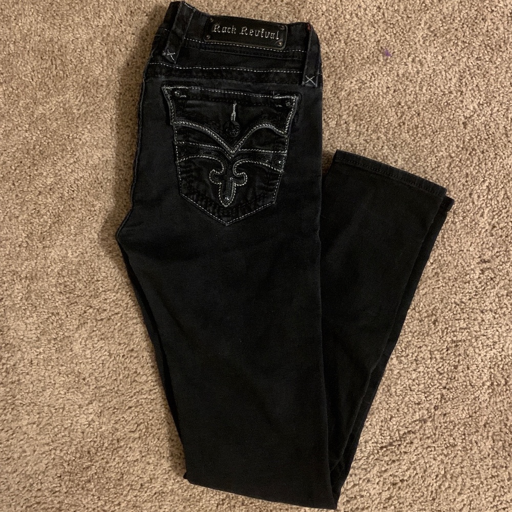 Rock Revival Black Jeggings, bling & sequin detail